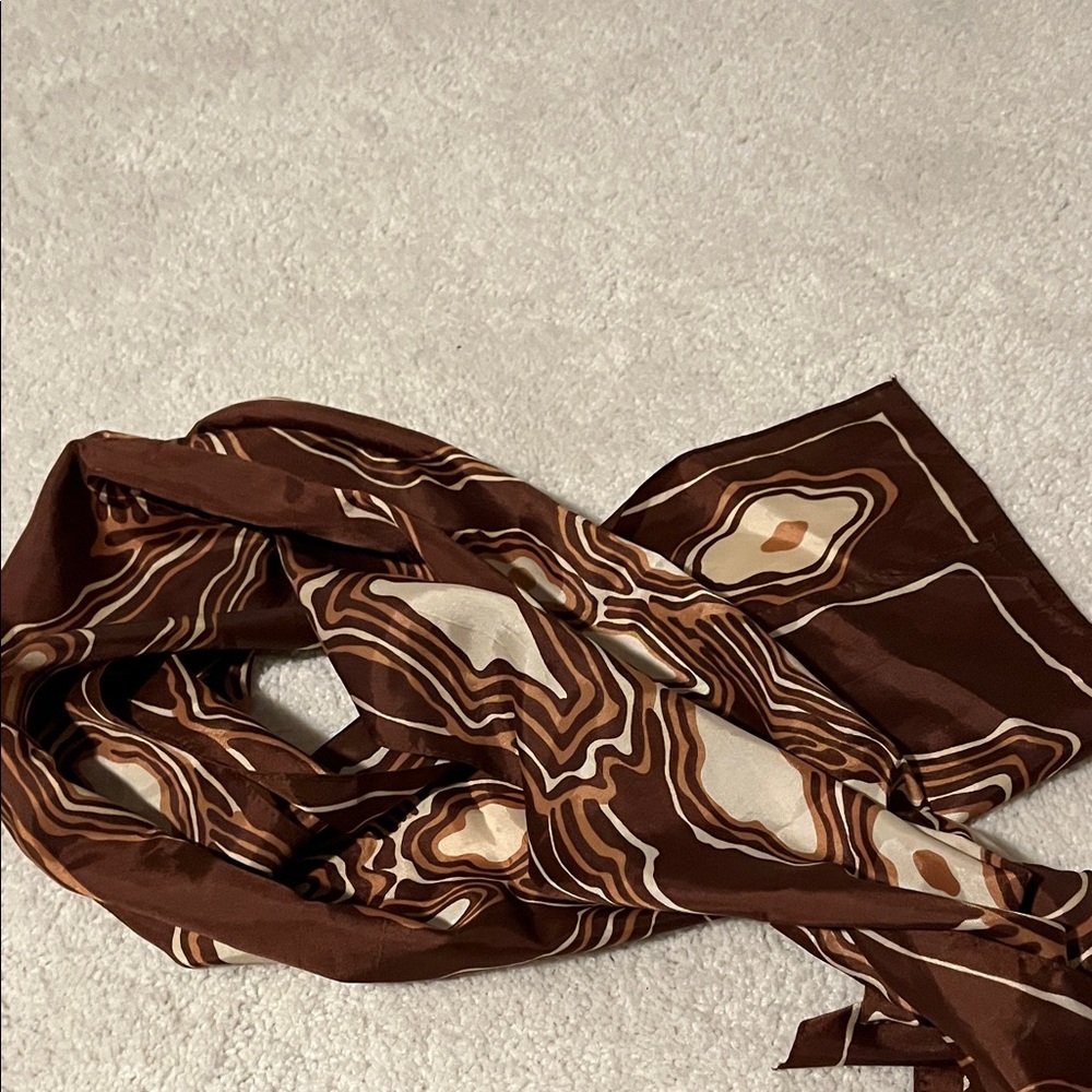 Elegant Brown Silk Scarf